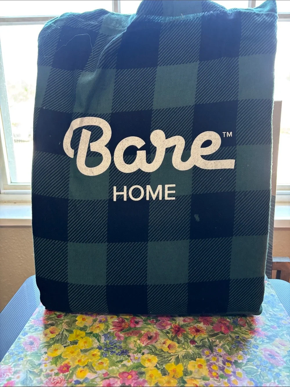 Bare Home Buffalo Plaid Fitted Sheet - Dark Blue Green flannel very soft